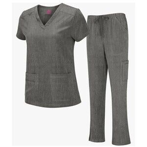 Medical Natural Uniforms Women's Cool Stretch V-Neck Top Cargo Pant gray XSmall